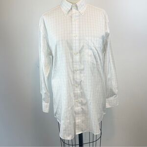 90s vintage Nautica solid white windowpane 100% cotton long sleeve dress shirt